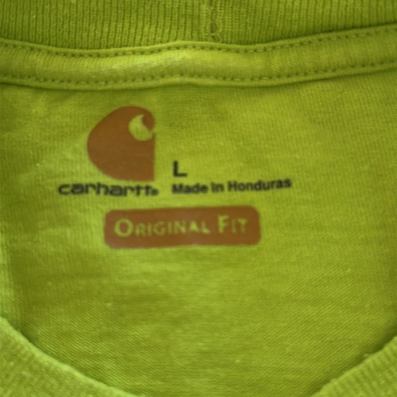 Carhartt men’s large tee shirt pocket shirt neon green NEW no rags - Picture 4 of 7